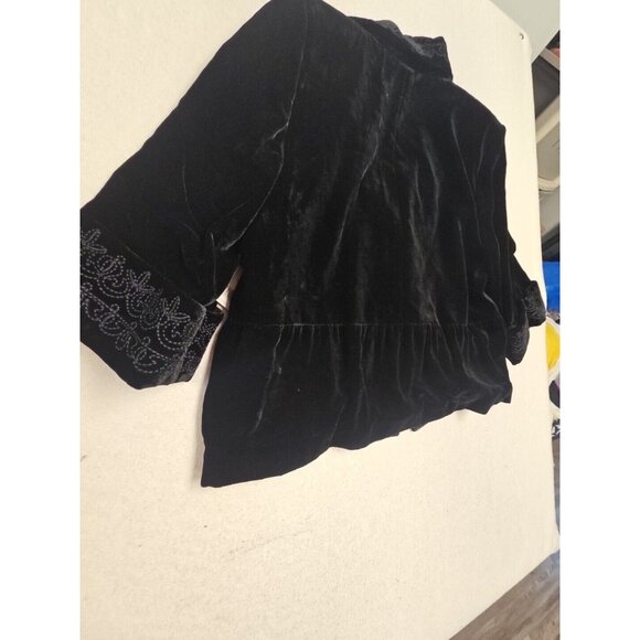 TAHARI Deep Black Velvet 3/4 Sleeve Formal Evening Jacket Size  12 Goth Victoria - Picture 7 of 7